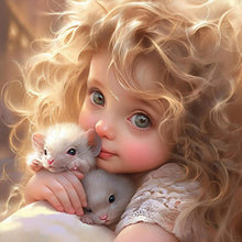 Load image into Gallery viewer, Girl With Big Eyes And Curly Hair-Full Round Diamond Painting-30x30cm
