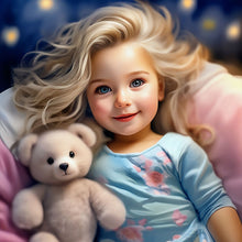Load image into Gallery viewer, Girl With Big Eyes And Curly Hair-Full Round Diamond Painting-30x30cm
