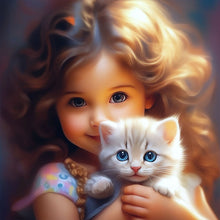 Load image into Gallery viewer, Girl With Big Eyes And Curly Hair-Full Round Diamond Painting-30x30cm
