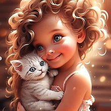 Load image into Gallery viewer, Girl With Big Eyes And Curly Hair-Full Round Diamond Painting-30x30cm
