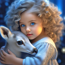 Load image into Gallery viewer, Girl With Big Eyes And Curly Hair-Full Round Diamond Painting-30x30cm
