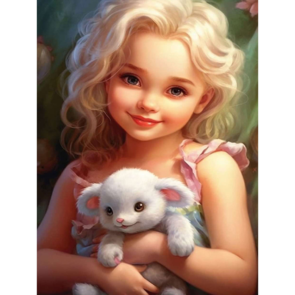 Curly Hair Big Eyed Girl-Full Round/Square Diamond Painting-30x40cm/40x50cm/50x70cm