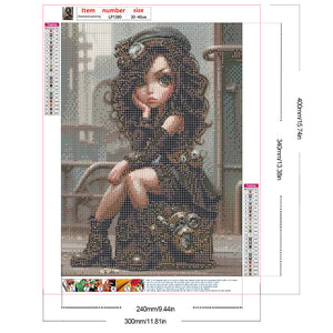 Steampunk Girl-Full Round/Square Diamond Painting-30x40cm/40x50cm/50x70cm