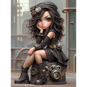 Steampunk Girl-Full Round/Square Diamond Painting-30x40cm/40x50cm/50x70cm