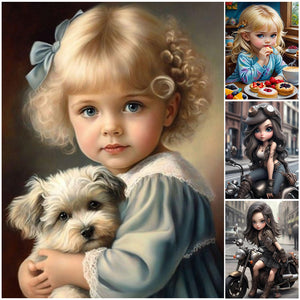 Black Motor Girl-Full Round/Square Diamond Painting-30x40cm/40x50cm/50x70cm