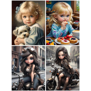 Black Motor Girl-Full Round/Square Diamond Painting-30x40cm/40x50cm/50x70cm