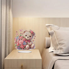 Load image into Gallery viewer, Valentine&#39;s Day Bear-Single Side Drill-Acrylic Diamond Desktop Ornament
