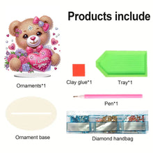 Load image into Gallery viewer, Valentine&#39;s Day Bear-Single Side Drill-Acrylic Diamond Desktop Ornament
