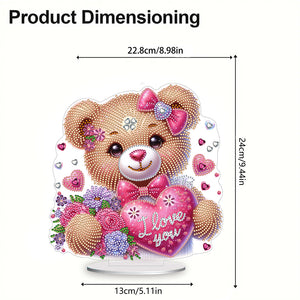 Valentine's Day Bear-Single Side Drill-Acrylic Diamond Desktop Ornament