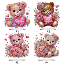 Load image into Gallery viewer, Valentine&#39;s Day Bear-Single Side Drill-Acrylic Diamond Desktop Ornament
