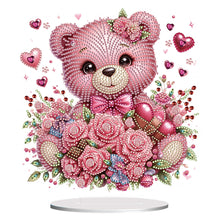 Load image into Gallery viewer, Valentine&#39;s Day Bear-Single Side Drill-Acrylic Diamond Desktop Ornament

