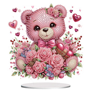 Valentine's Day Bear-Single Side Drill-Acrylic Diamond Desktop Ornament