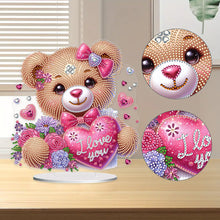 Load image into Gallery viewer, Valentine&#39;s Day Bear-Single Side Drill-Acrylic Diamond Desktop Ornament
