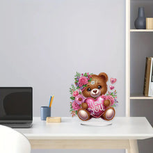 Load image into Gallery viewer, Valentine&#39;s Day Bear-Single Side Drill-Acrylic Diamond Desktop Ornament
