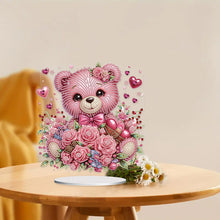 Load image into Gallery viewer, Valentine&#39;s Day Bear-Single Side Drill-Acrylic Diamond Desktop Ornament
