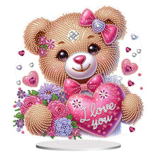Load image into Gallery viewer, Valentine&#39;s Day Bear-Single Side Drill-Acrylic Diamond Desktop Ornament
