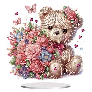 Valentine's Day Bear-Single Side Drill-Acrylic Diamond Desktop Ornament