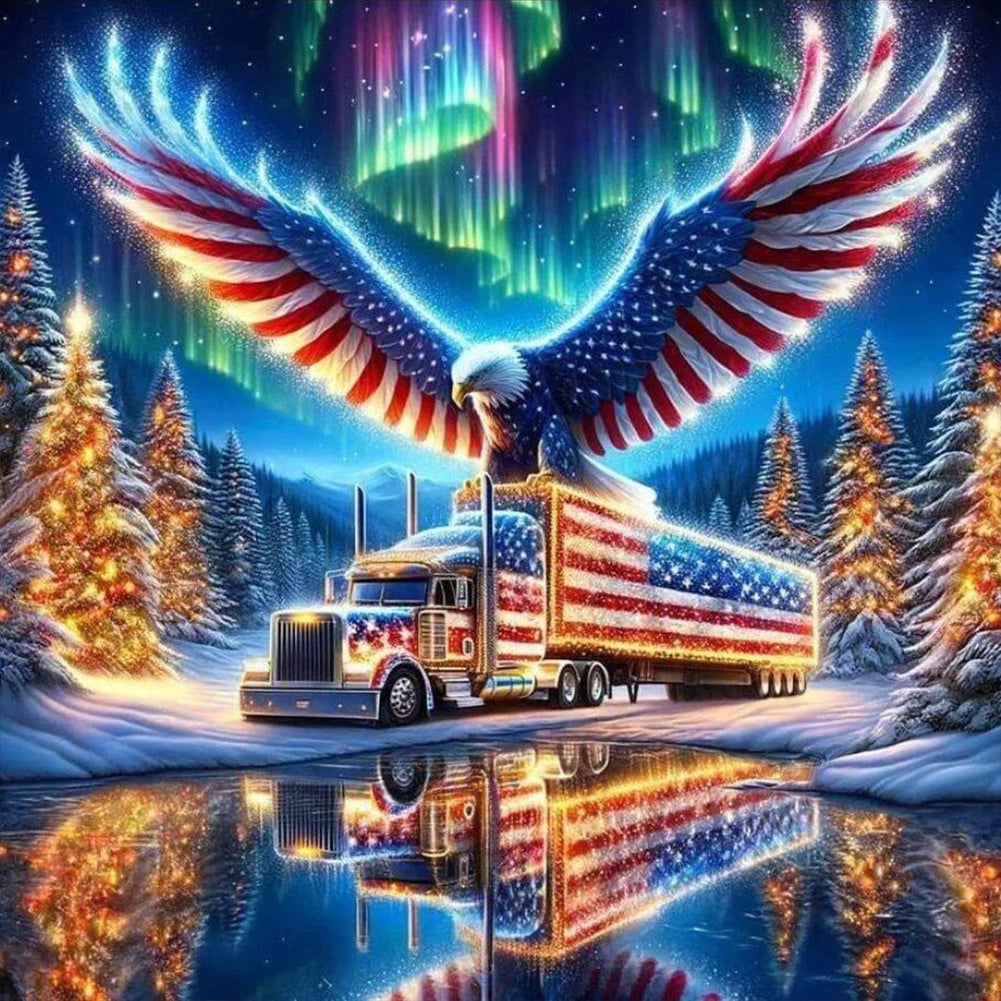 American Eagle-Full Round Diamond Painting-30x30cm