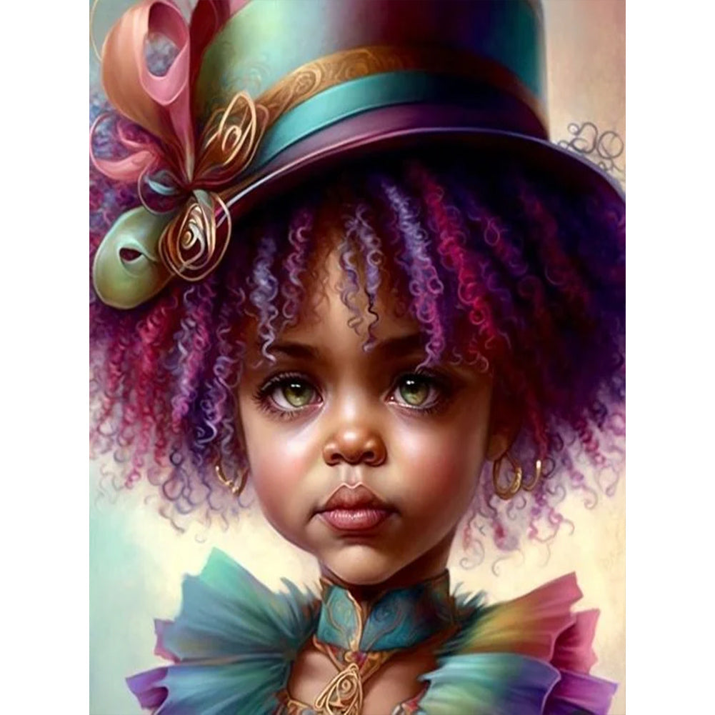 African American Girl-Full Round/Square Diamond Painting-30x40cm/40x50cm/50x70cm