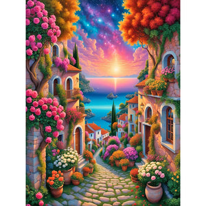 Garden House-Full Round Diamond Painting-30x40cm