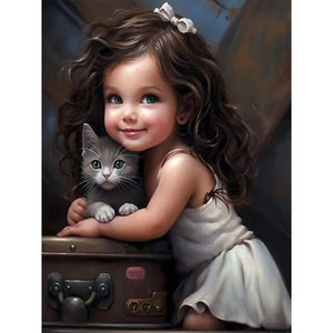 Life of Pets Girl-Full Round/Square Diamond Painting-30x40cm/40x50cm/50x70cm