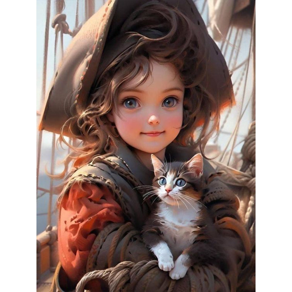 Life of Pets Girl-Full Round/Square Diamond Painting-30x40cm/40x50cm/50x70cm