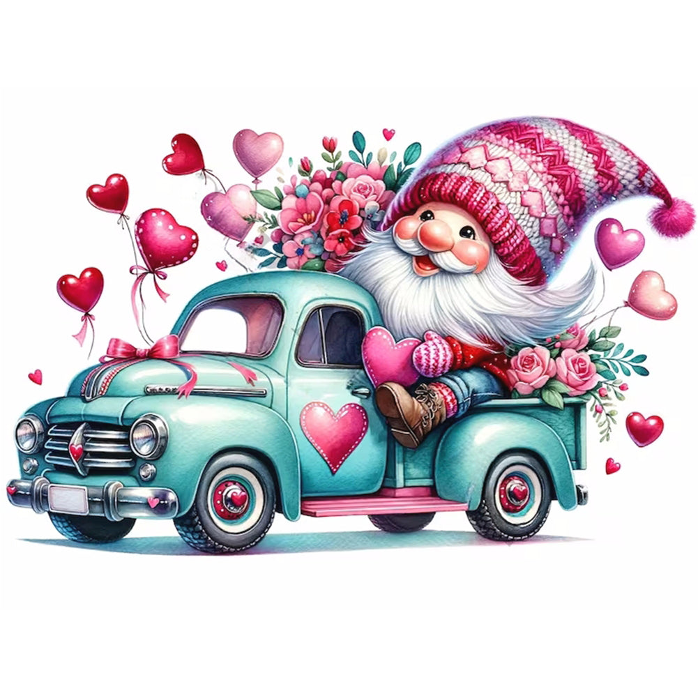 Valentine'S Day Float Gnome-Full Round Diamond Painting-40x30cm