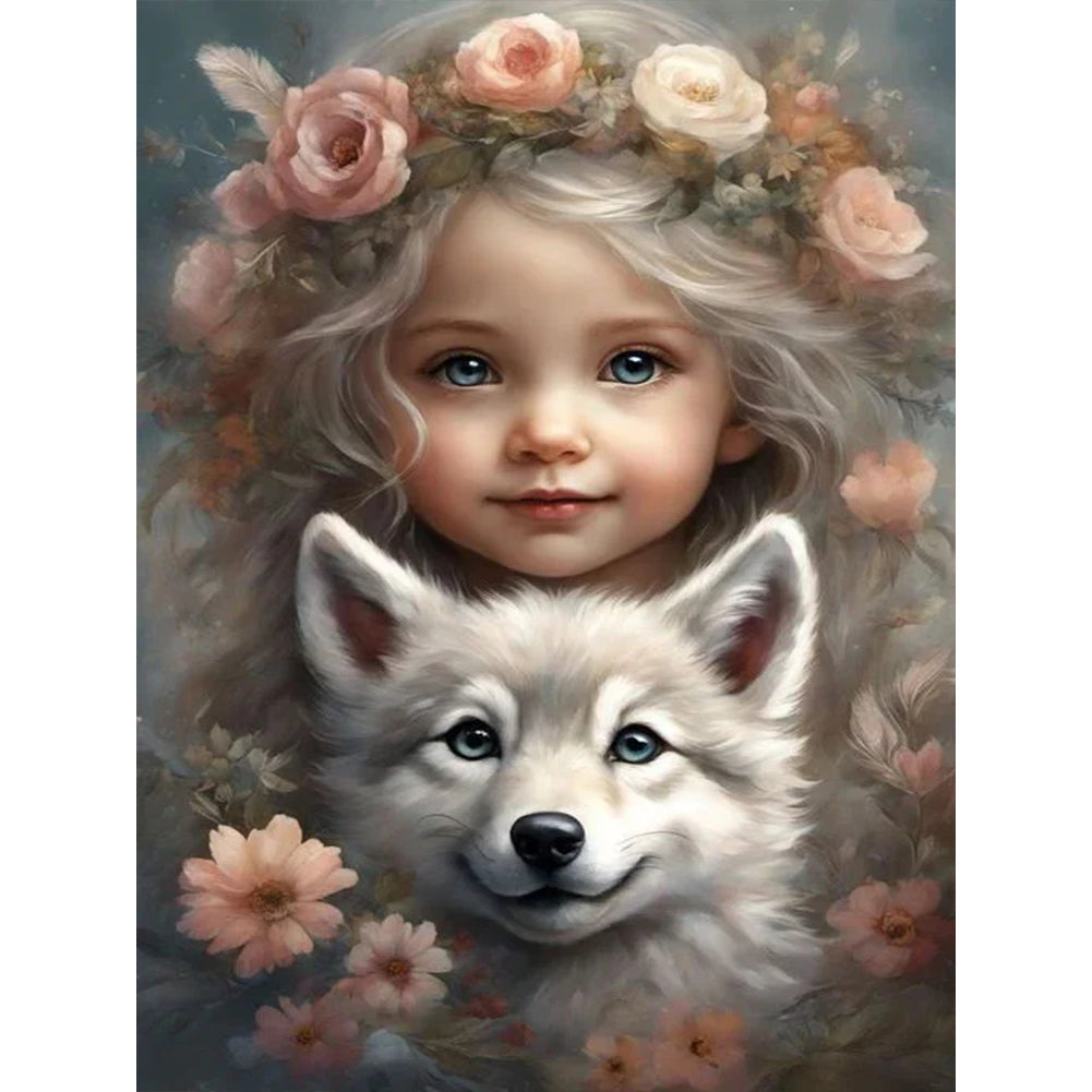 Life of Pets Girl-Full Round/Square Diamond Painting-30x40cm/40x50cm/50x70cm