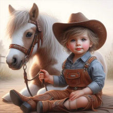 Load image into Gallery viewer, Cowgirl With Horse-Full Round Diamond Painting-30x30cm
