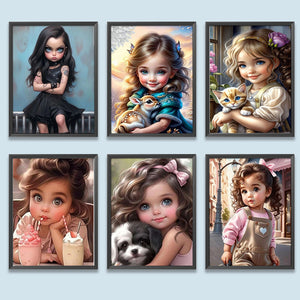 Life of Pets Girl-Full Round/Square Diamond Painting-30x40cm/40x50cm/50x70cm