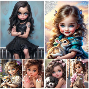 Life of Pets Girl-Full Round/Square Diamond Painting-30x40cm/40x50cm/50x70cm