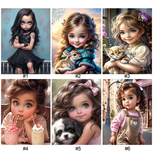 Life of Pets Girl-Full Round/Square Diamond Painting-30x40cm/40x50cm/50x70cm