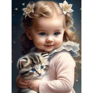 Life of Pets Girl-Full Round/Square Diamond Painting-30x40cm/40x50cm/50x70cm