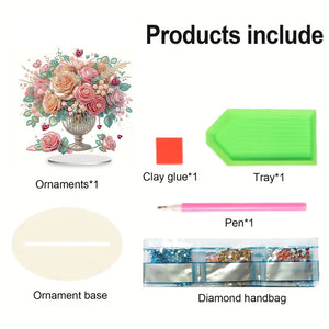 Rose-Single Side Drill-Acrylic Diamond Desktop Ornament