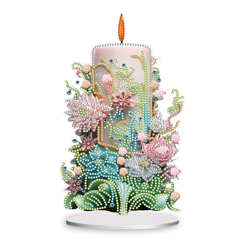 Flowers Candle-Single Side Drill-Acrylic Diamond Desktop Ornament