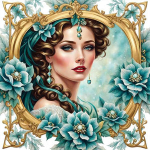 Lady-Full Round Diamond Painting-30x30cm