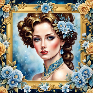 Lady-Full Round Diamond Painting-30x30cm