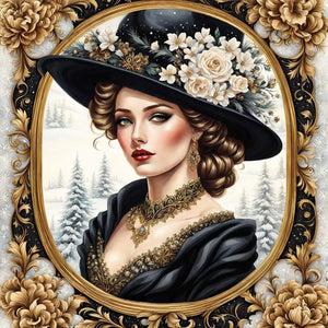Lady-Full Round Diamond Painting-30x30cm