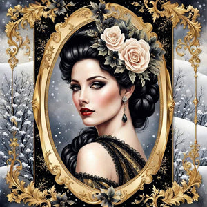 Lady-Full Round Diamond Painting-30x30cm