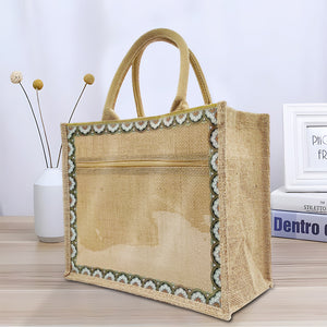 Linen Tote Bags Waterproof Daily Utility Bag(Interchangeable decorative canvas)