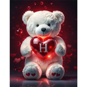 Love Letter Bear-Full Round Diamond Painting-35x45cm