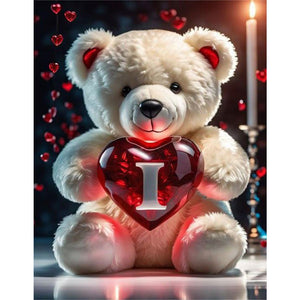 Love Letter Bear-Full Round Diamond Painting-35x45cm