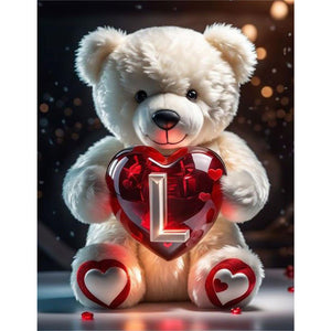 Love Letter Bear-Full Round Diamond Painting-35x45cm