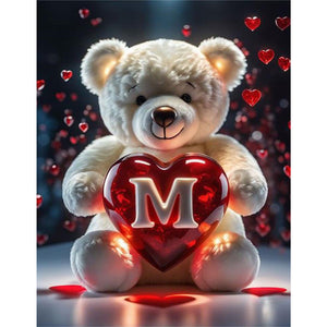 Love Letter Bear-Full Round Diamond Painting-35x45cm