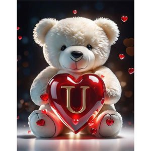 Love Letter Bear-Full Round Diamond Painting-35x45cm