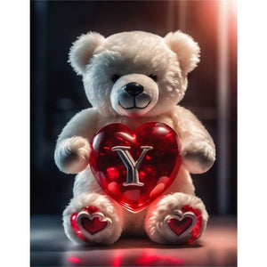 Love Letter Bear-Full Round Diamond Painting-35x45cm