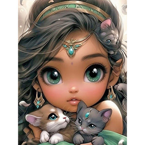 Life of Pets Girl-Full Round/Square Diamond Painting-30x40cm/40x50cm/50x70cm