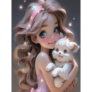 Life of Pets Girl-Full Round/Square Diamond Painting-30x40cm/40x50cm/50x70cm