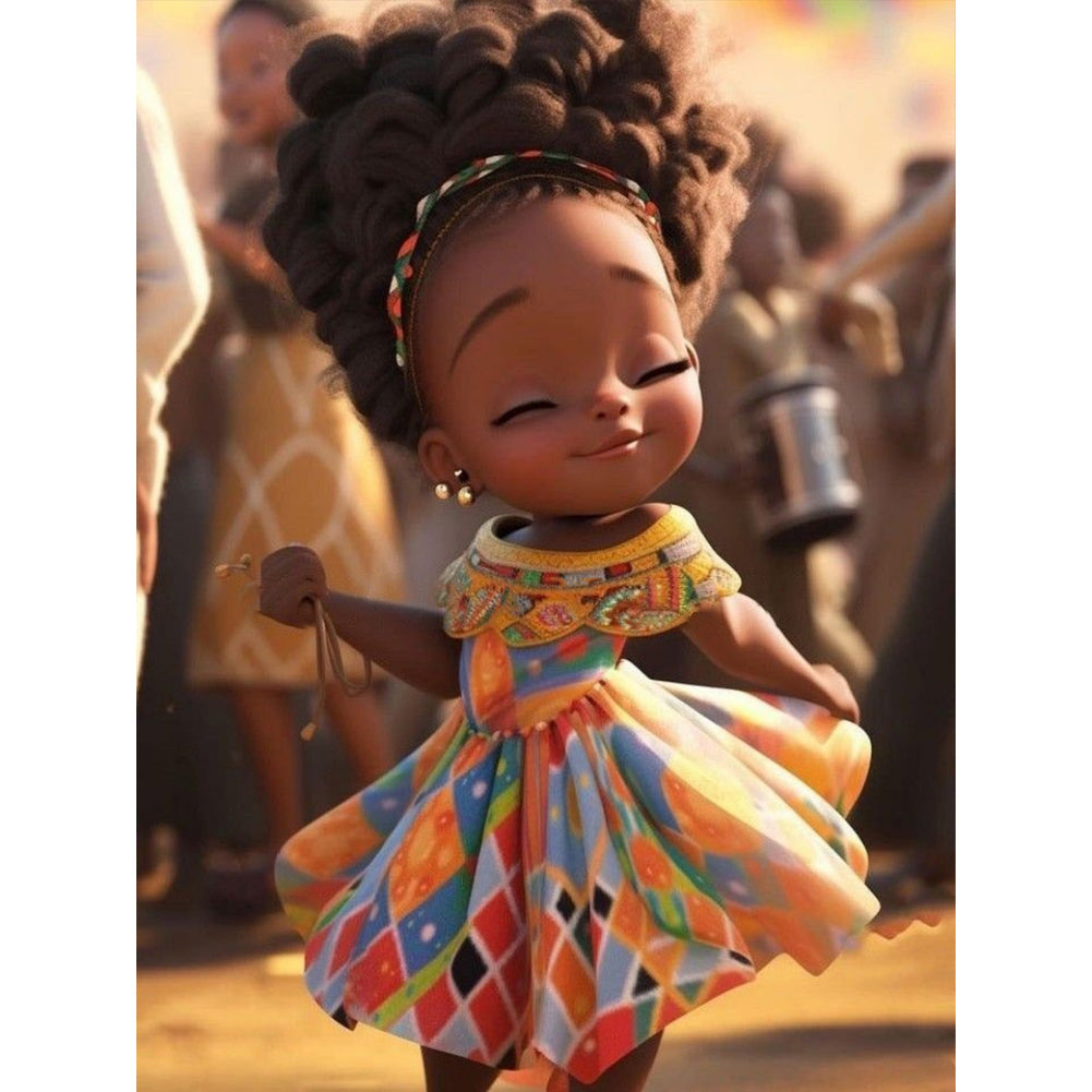 African American Girl-Full Round/Square Diamond Painting-30x40cm/40x50cm/50x70cm
