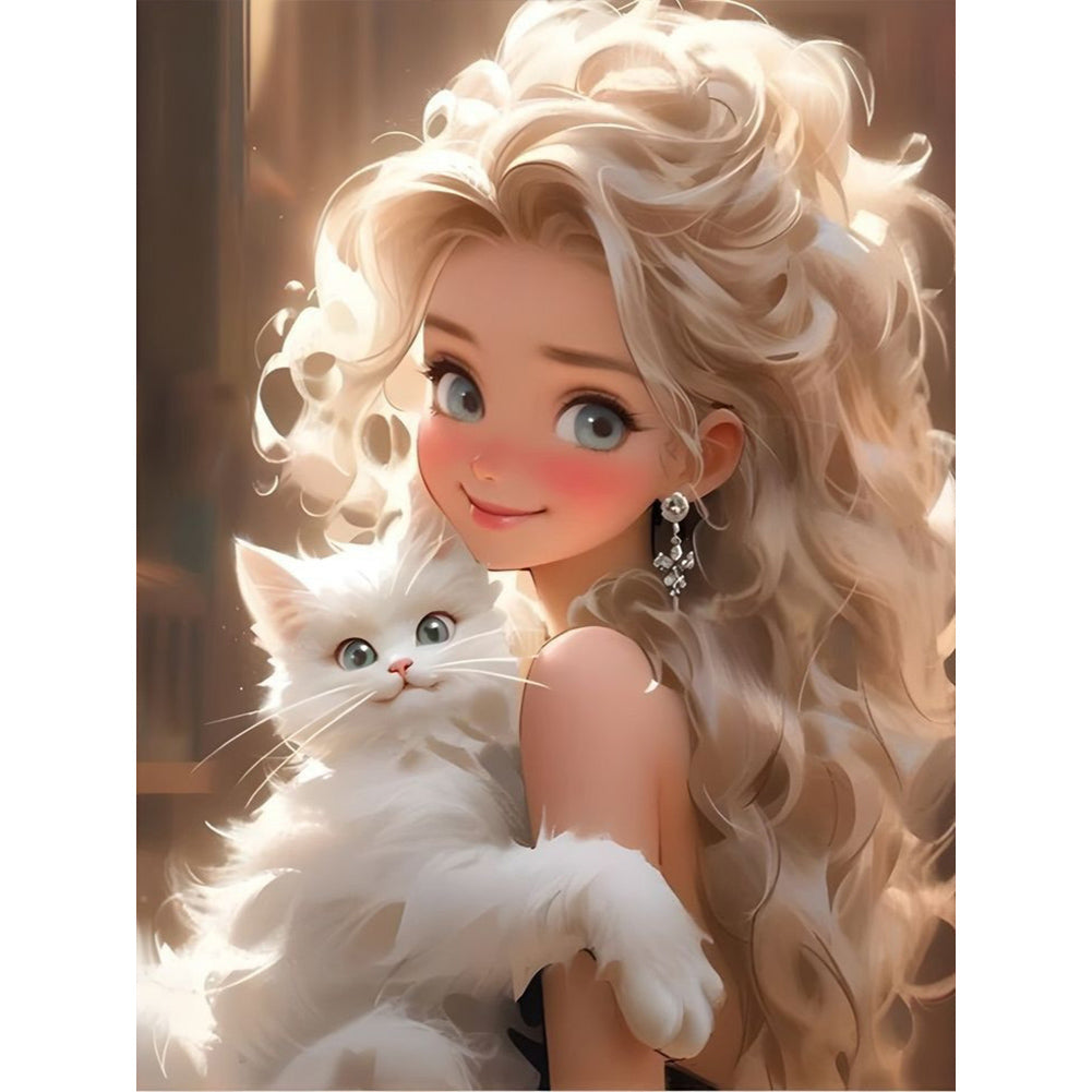 Life of Pets Girl-Full Round/Square Diamond Painting-30x40cm/40x50cm/50x70cm